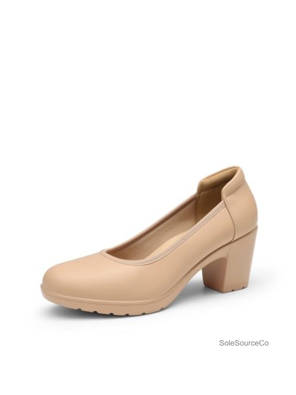 Women's Round Toe Block Heel Pumps Comfortable Work Dress Shoes